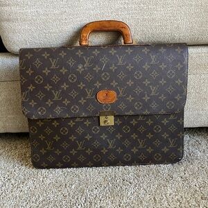 Louis Vuitton Brown Monogram Briefcase with Gold Clasp
